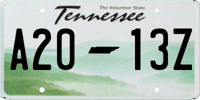 TN license plate A2013Z