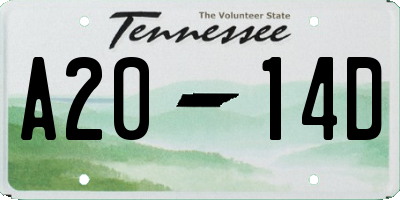 TN license plate A2014D