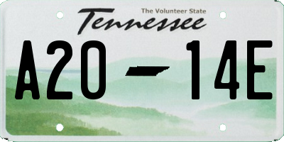 TN license plate A2014E