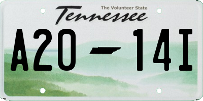 TN license plate A2014I