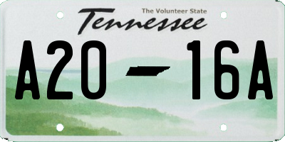 TN license plate A2016A