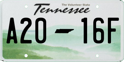 TN license plate A2016F