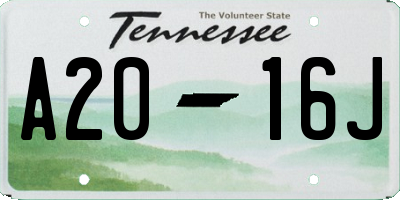 TN license plate A2016J