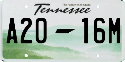 TN license plate A2016M