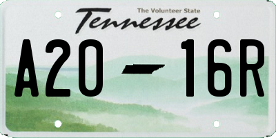 TN license plate A2016R