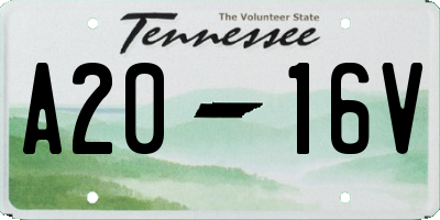 TN license plate A2016V