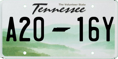 TN license plate A2016Y