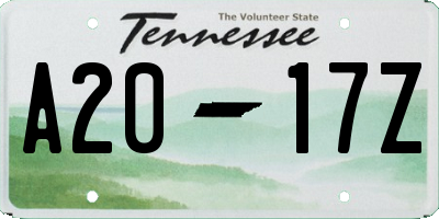 TN license plate A2017Z