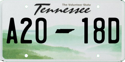TN license plate A2018D