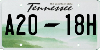 TN license plate A2018H