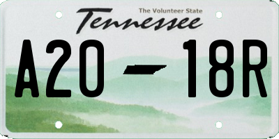 TN license plate A2018R
