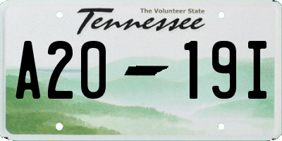 TN license plate A2019I