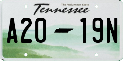 TN license plate A2019N
