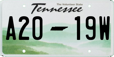 TN license plate A2019W
