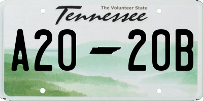TN license plate A2020B