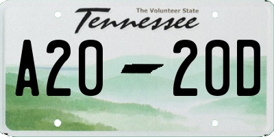 TN license plate A2020D