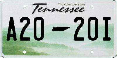 TN license plate A2020I