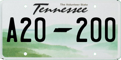 TN license plate A2020O