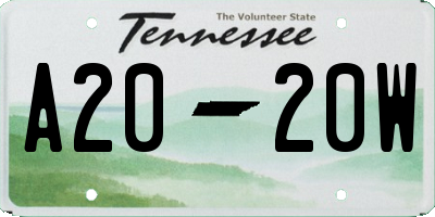 TN license plate A2020W