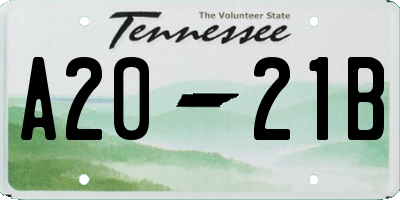 TN license plate A2021B