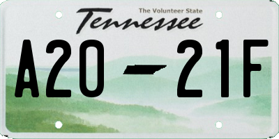 TN license plate A2021F