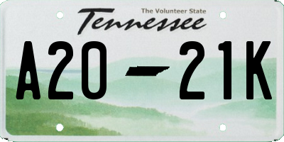 TN license plate A2021K