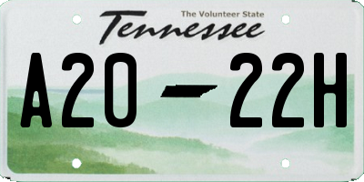 TN license plate A2022H