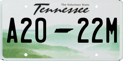 TN license plate A2022M