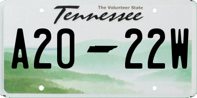 TN license plate A2022W