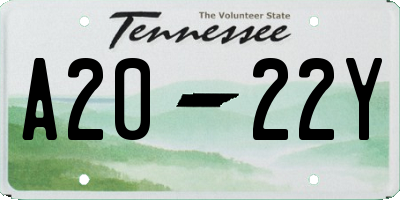 TN license plate A2022Y