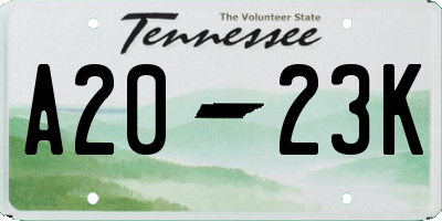TN license plate A2023K