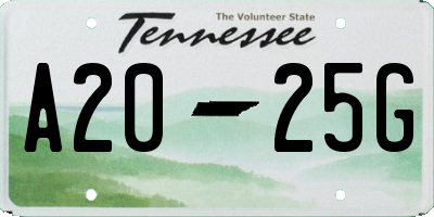 TN license plate A2025G