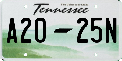 TN license plate A2025N