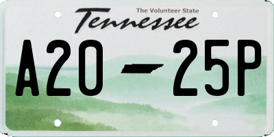 TN license plate A2025P