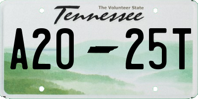 TN license plate A2025T