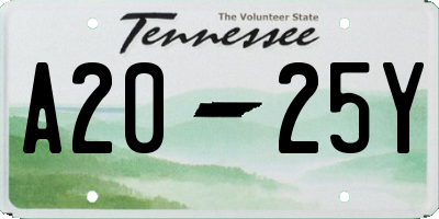 TN license plate A2025Y