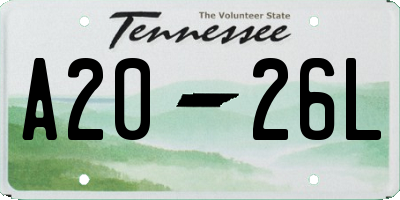 TN license plate A2026L
