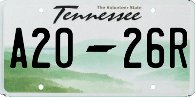 TN license plate A2026R