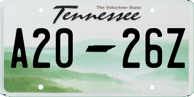 TN license plate A2026Z