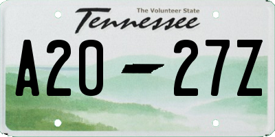 TN license plate A2027Z
