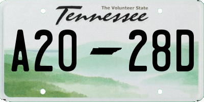 TN license plate A2028D