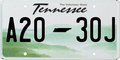 TN license plate A2030J