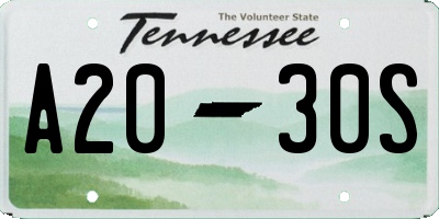 TN license plate A2030S