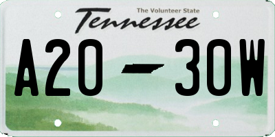 TN license plate A2030W