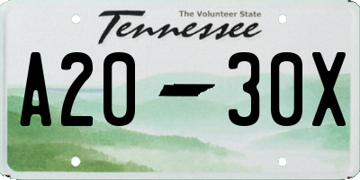 TN license plate A2030X
