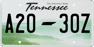 TN license plate A2030Z