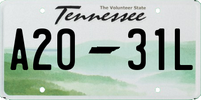 TN license plate A2031L