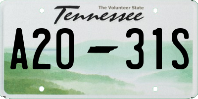 TN license plate A2031S