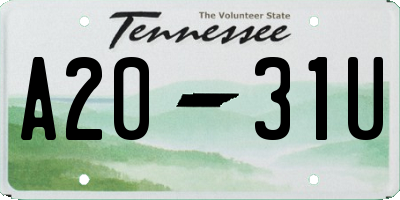 TN license plate A2031U