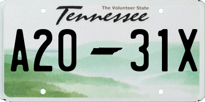 TN license plate A2031X